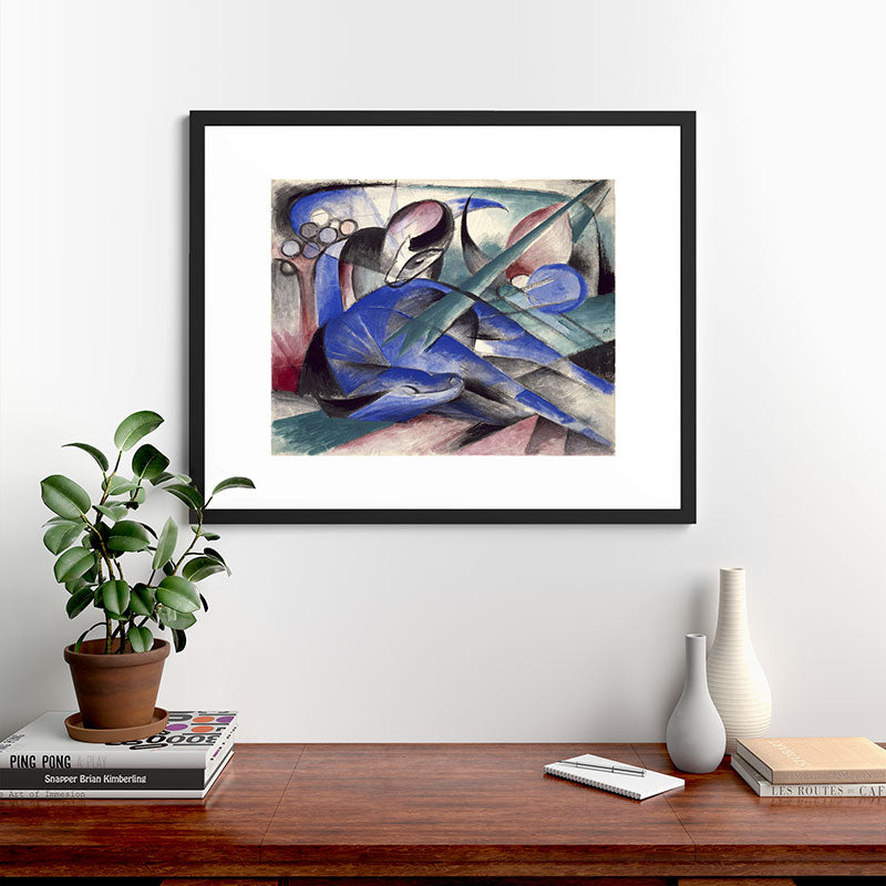 "The Dreaming Horses" by Franz Marc, 1913 Framed Art Print