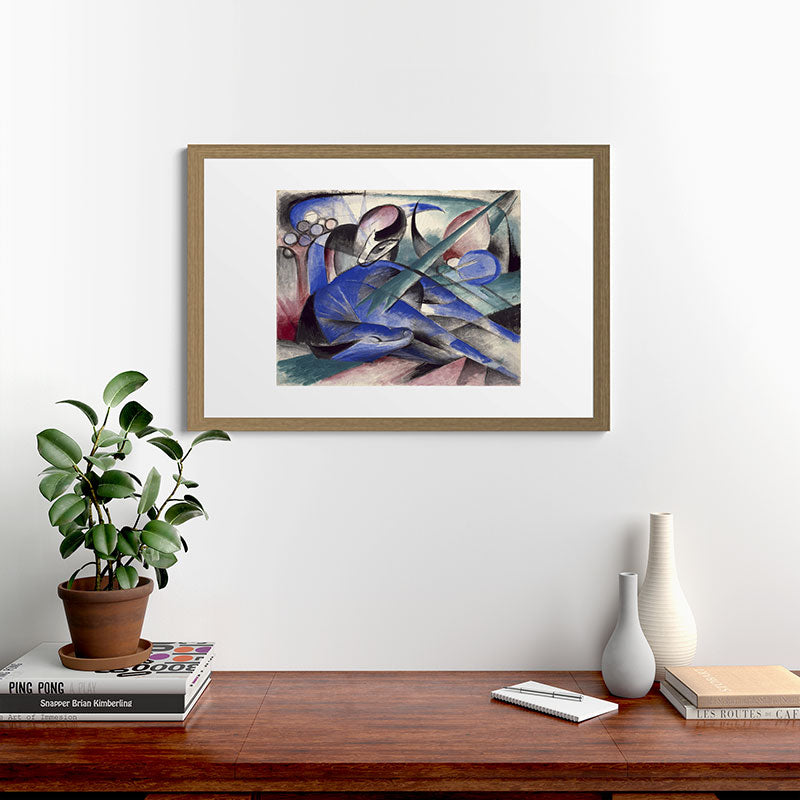 "The Dreaming Horses" by Franz Marc, 1913 Framed Art Print