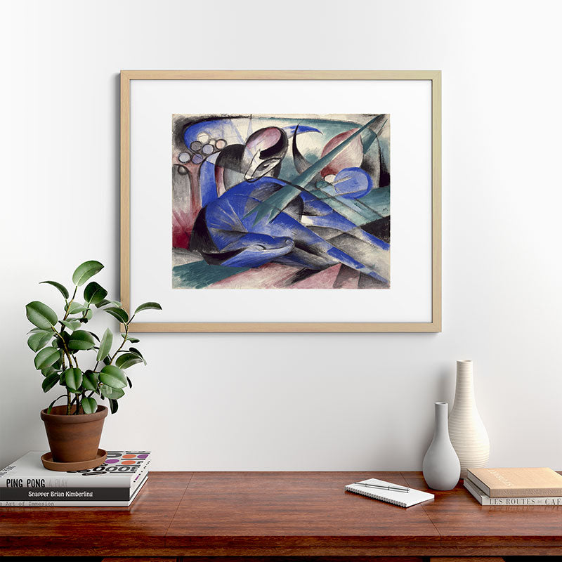"The Dreaming Horses" by Franz Marc, 1913 Framed Art Print