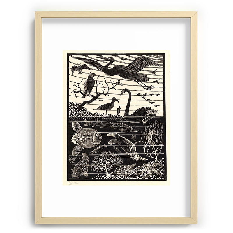 "The Fifth Day of Creation" by M.C. Escher Framed Art Print