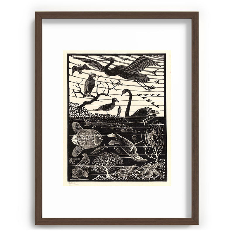 "The Fifth Day of Creation" by M.C. Escher Framed Art Print