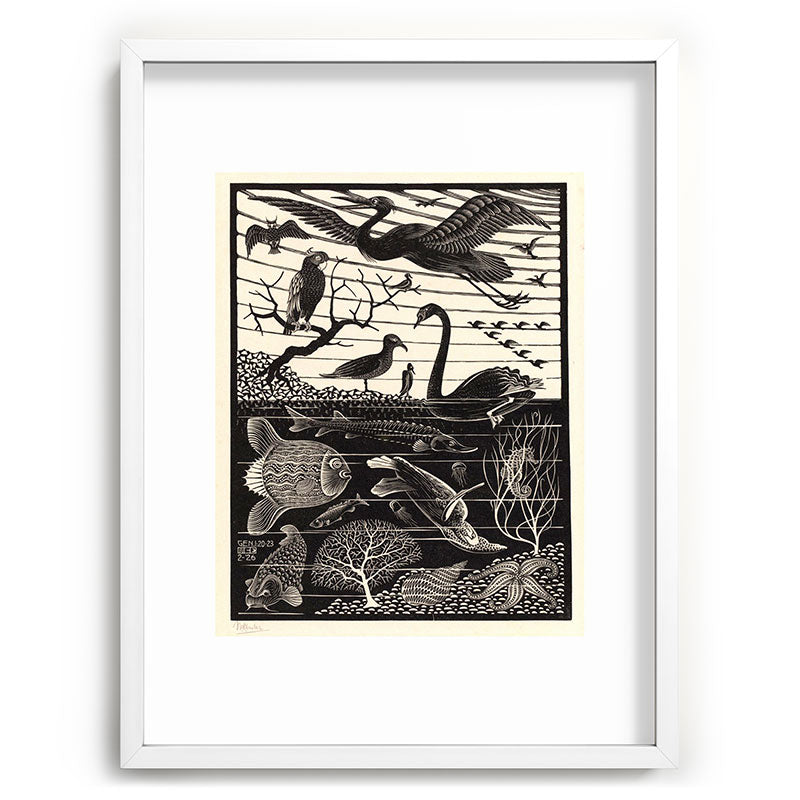 "The Fifth Day of Creation" by M.C. Escher Framed Art Print