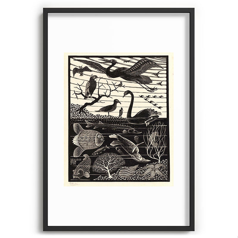 "The Fifth Day of Creation" by M.C. Escher Framed Art Print