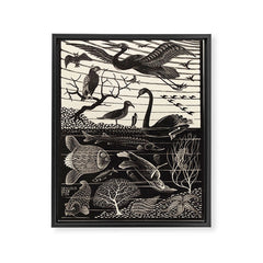 "The Fifth Day of Creation" by M.C. Escher Framed Canvas Print