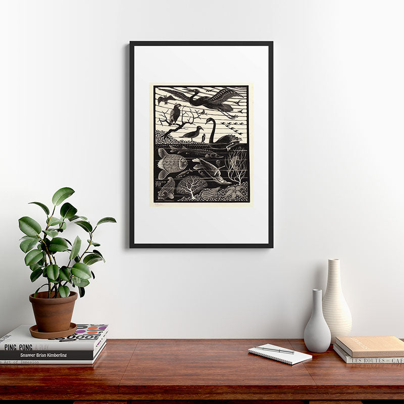 "The Fifth Day of Creation" by M.C. Escher Framed Art Print