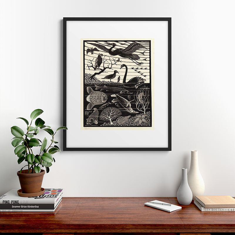 "The Fifth Day of Creation" by M.C. Escher Framed Art Print