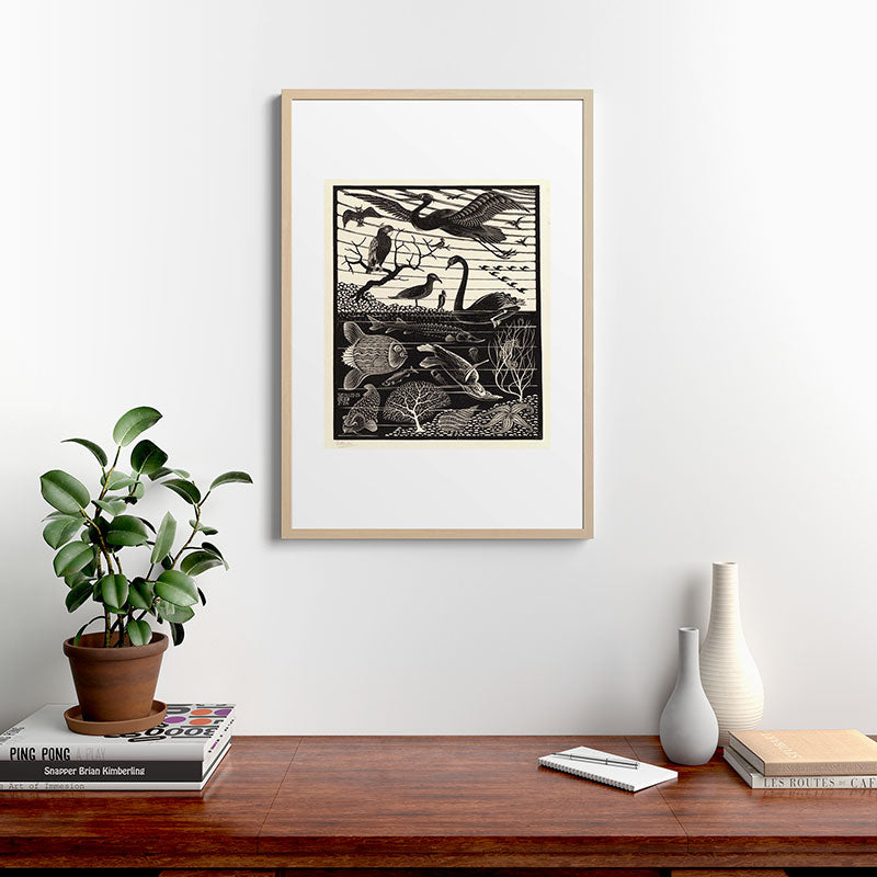 "The Fifth Day of Creation" by M.C. Escher Framed Art Print
