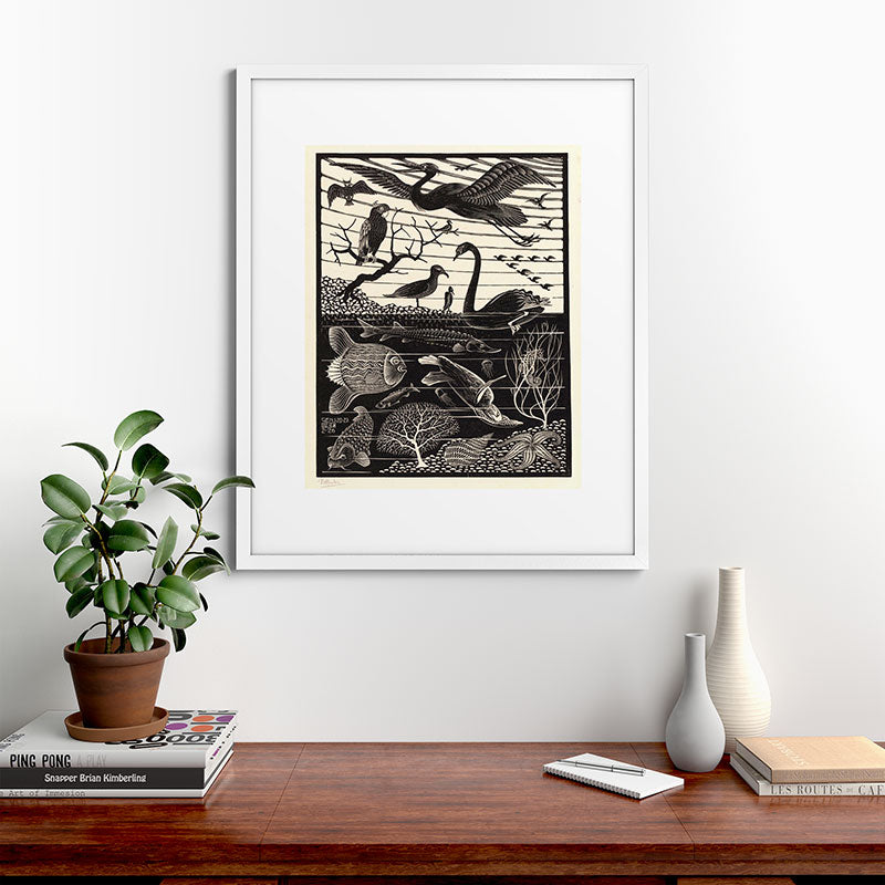 "The Fifth Day of Creation" by M.C. Escher Framed Art Print