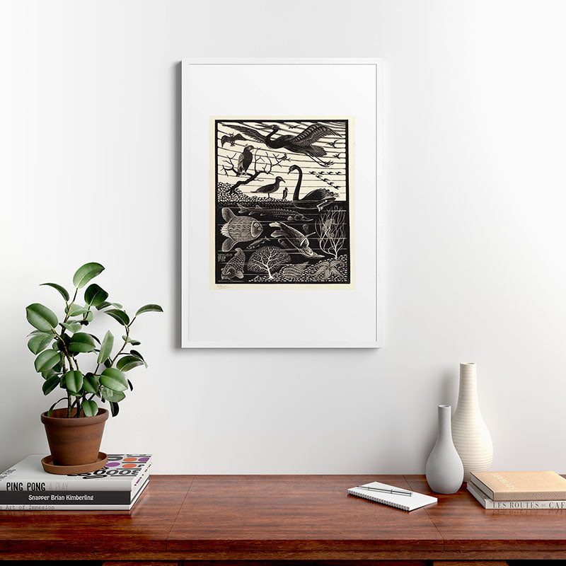 "The Fifth Day of Creation" by M.C. Escher Framed Art Print