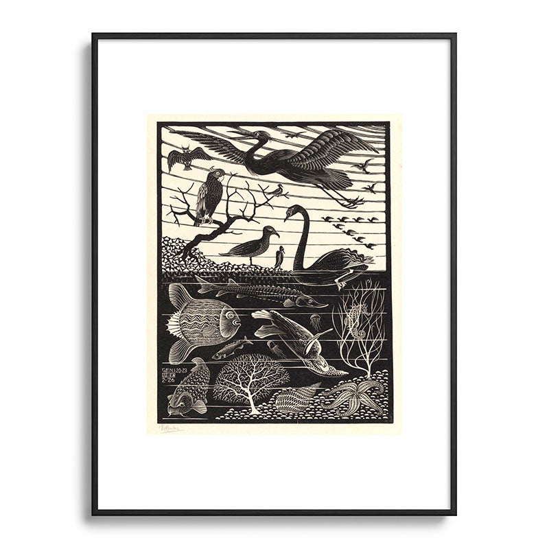 "The Fifth Day of Creation" by M.C. Escher Framed Art Print