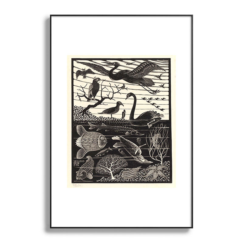 "The Fifth Day of Creation" by M.C. Escher Framed Art Print