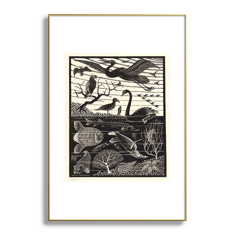 "The Fifth Day of Creation" by M.C. Escher Framed Art Print