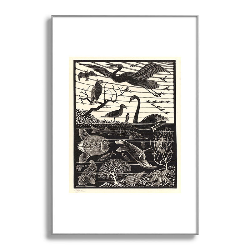 "The Fifth Day of Creation" by M.C. Escher Framed Art Print