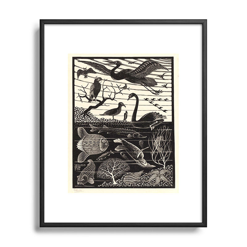 "The Fifth Day of Creation" by M.C. Escher Framed Art Print