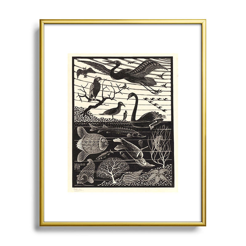 "The Fifth Day of Creation" by M.C. Escher Framed Art Print