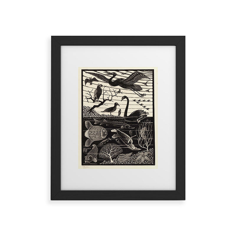 "The Fifth Day of Creation" by M.C. Escher Framed Art Print