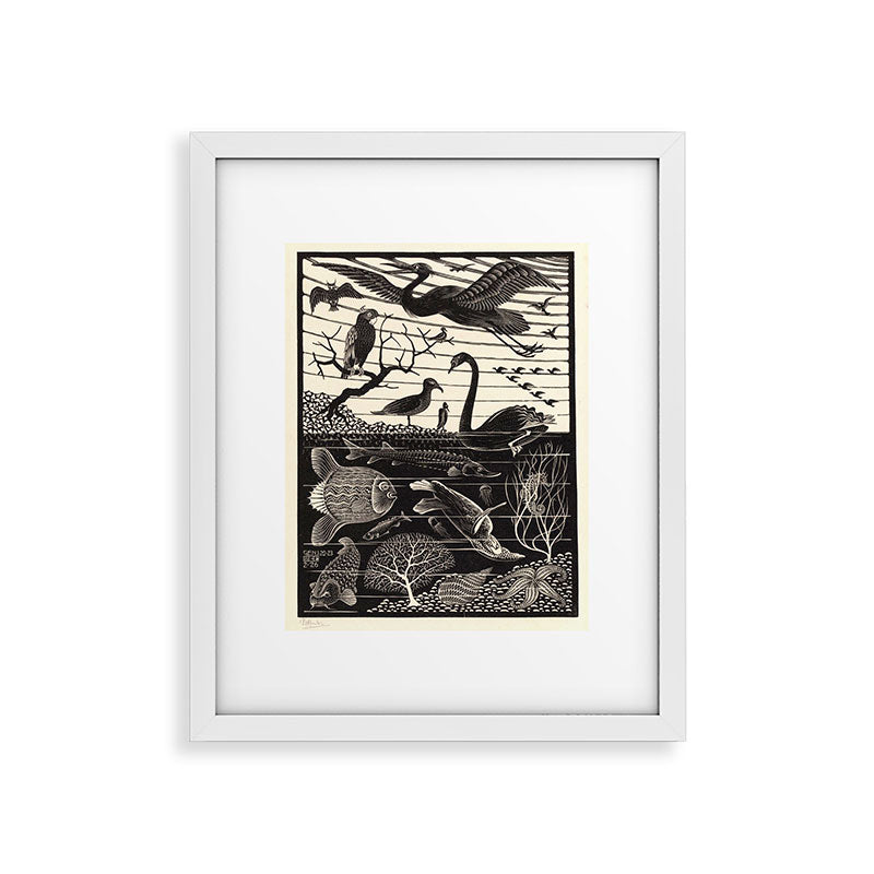 "The Fifth Day of Creation" by M.C. Escher Framed Art Print