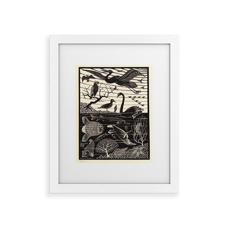 "The Fifth Day of Creation" by M.C. Escher Framed Art Print