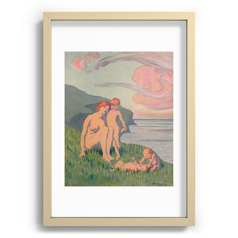 "The merriment of the two babes that crawl over the grass in the sun" Framed Art Print
