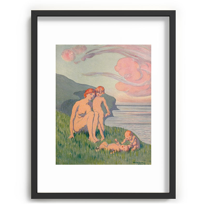 "The merriment of the two babes that crawl over the grass in the sun" Framed Art Print