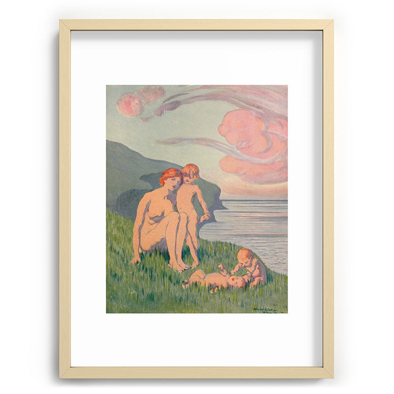 "The merriment of the two babes that crawl over the grass in the sun" Framed Art Print