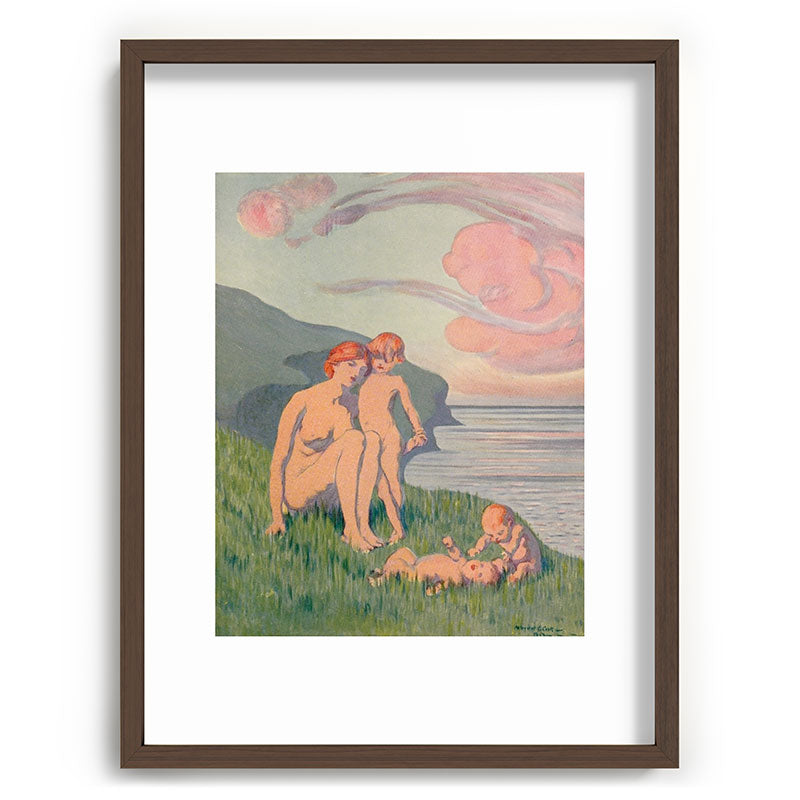 "The merriment of the two babes that crawl over the grass in the sun" Framed Art Print