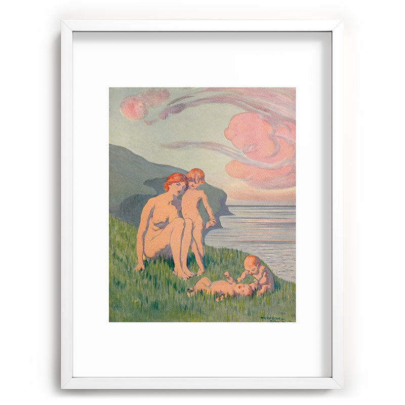"The merriment of the two babes that crawl over the grass in the sun" Framed Art Print