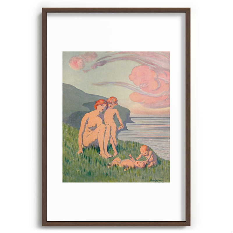 "The merriment of the two babes that crawl over the grass in the sun" Framed Art Print