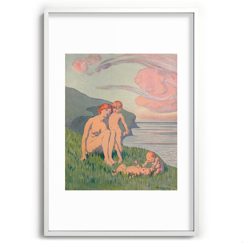 "The merriment of the two babes that crawl over the grass in the sun" Framed Art Print