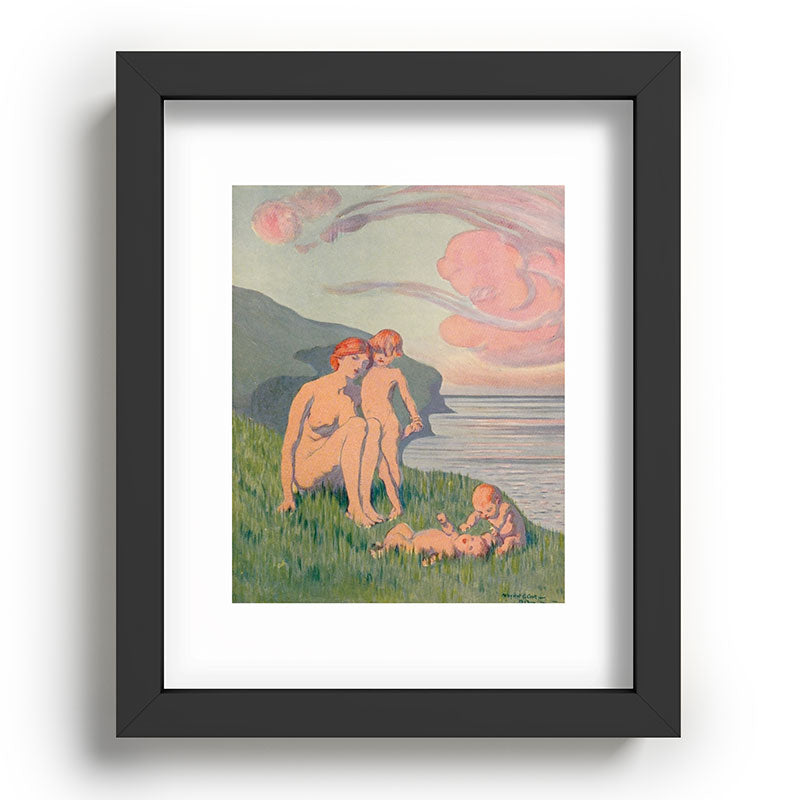"The merriment of the two babes that crawl over the grass in the sun" Framed Art Print