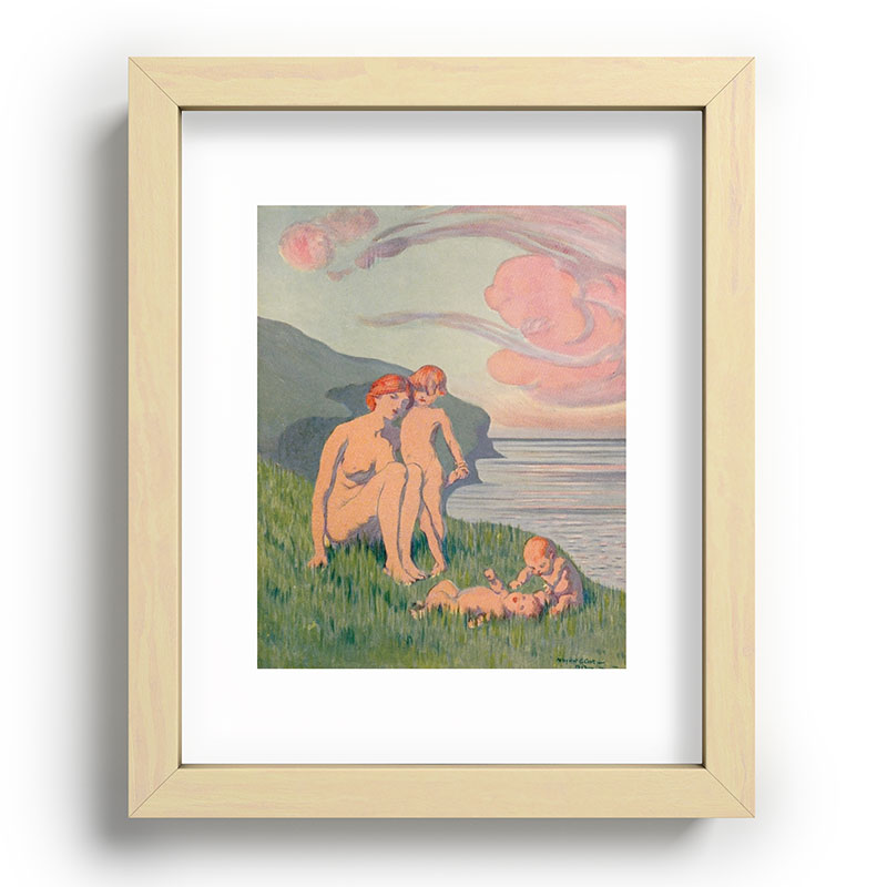 "The merriment of the two babes that crawl over the grass in the sun" Framed Art Print