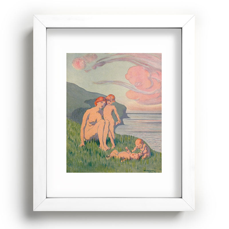"The merriment of the two babes that crawl over the grass in the sun" Framed Art Print
