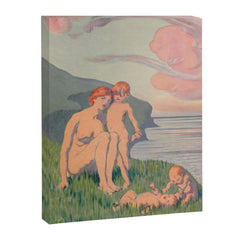 "The merriment of the two babes that crawl over the grass in the sun" Canvas Print
