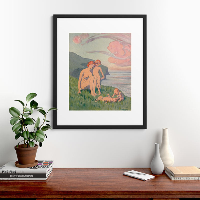 "The merriment of the two babes that crawl over the grass in the sun" Framed Art Print