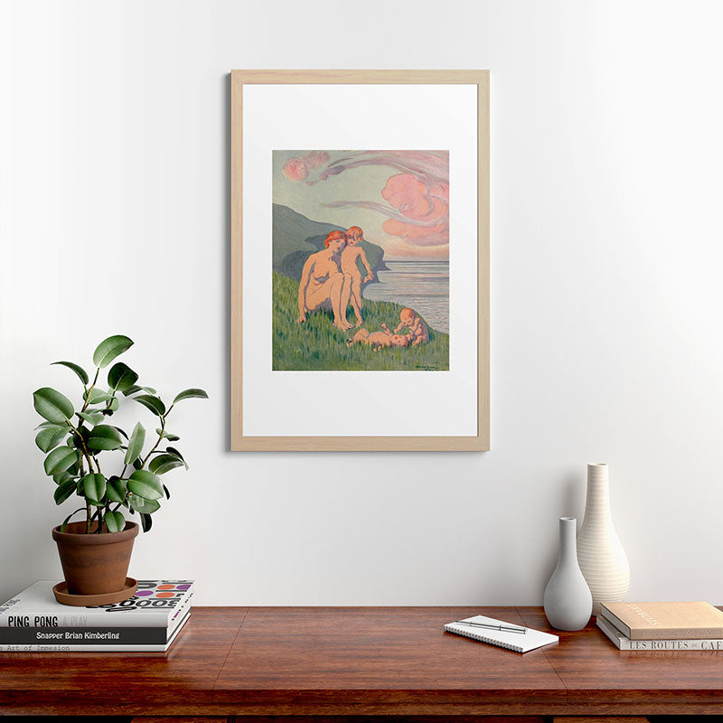 "The merriment of the two babes that crawl over the grass in the sun" Framed Art Print