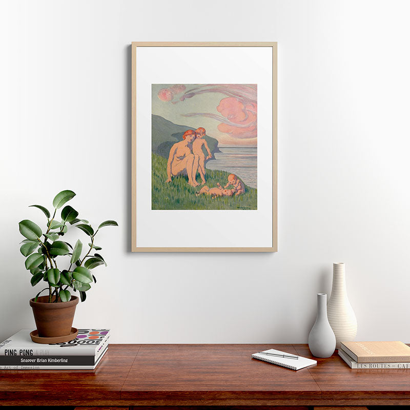 "The merriment of the two babes that crawl over the grass in the sun" Framed Art Print