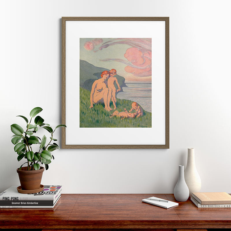 "The merriment of the two babes that crawl over the grass in the sun" Framed Art Print