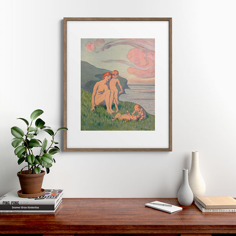 "The merriment of the two babes that crawl over the grass in the sun" Framed Art Print