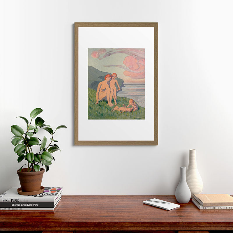 "The merriment of the two babes that crawl over the grass in the sun" Framed Art Print