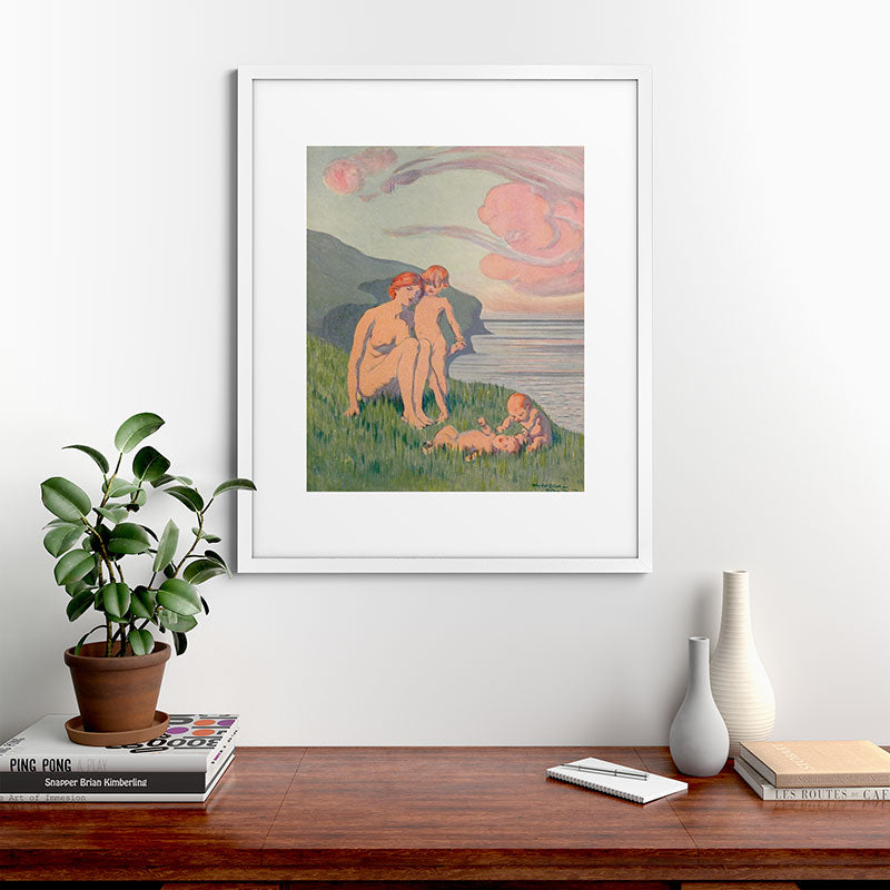 "The merriment of the two babes that crawl over the grass in the sun" Framed Art Print