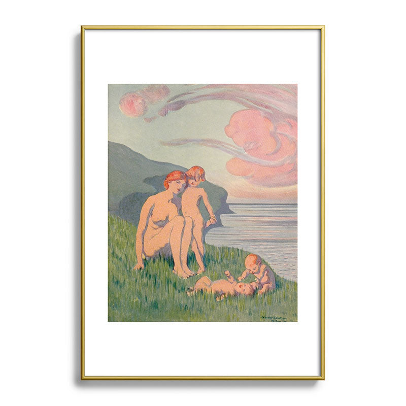 "The merriment of the two babes that crawl over the grass in the sun" Framed Art Print