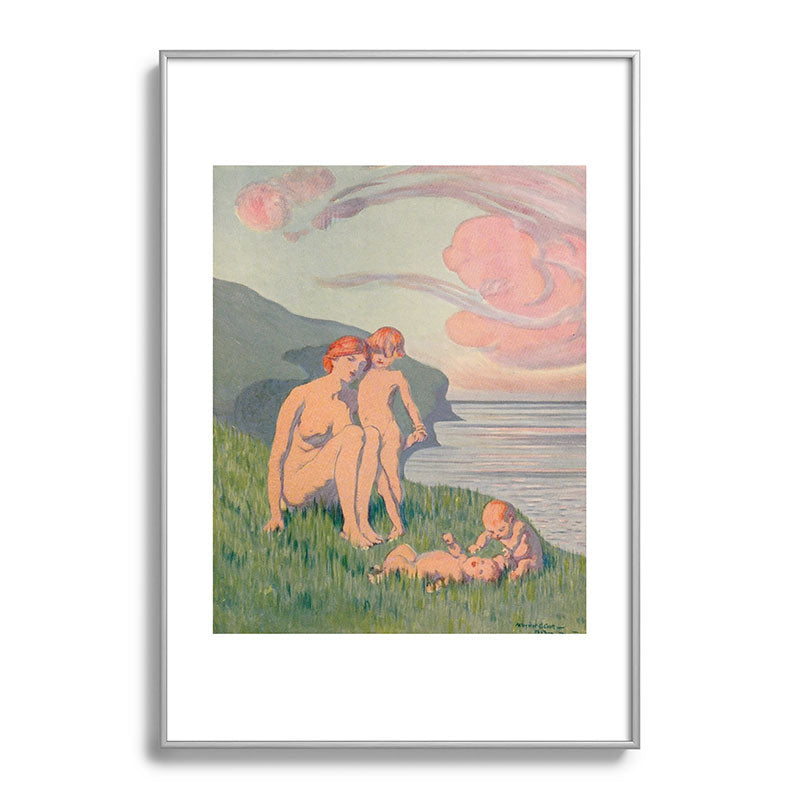 "The merriment of the two babes that crawl over the grass in the sun" Framed Art Print