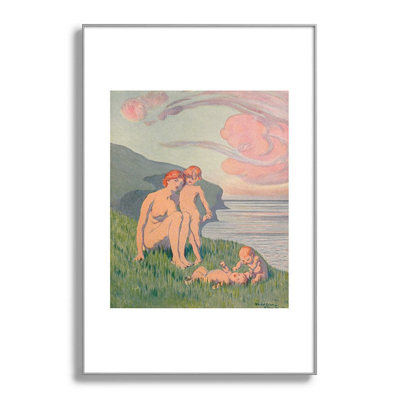 "The merriment of the two babes that crawl over the grass in the sun" Framed Art Print
