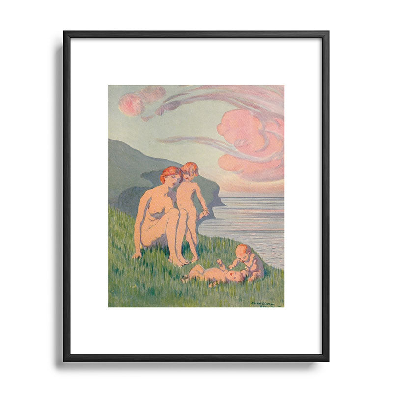 "The merriment of the two babes that crawl over the grass in the sun" Framed Art Print