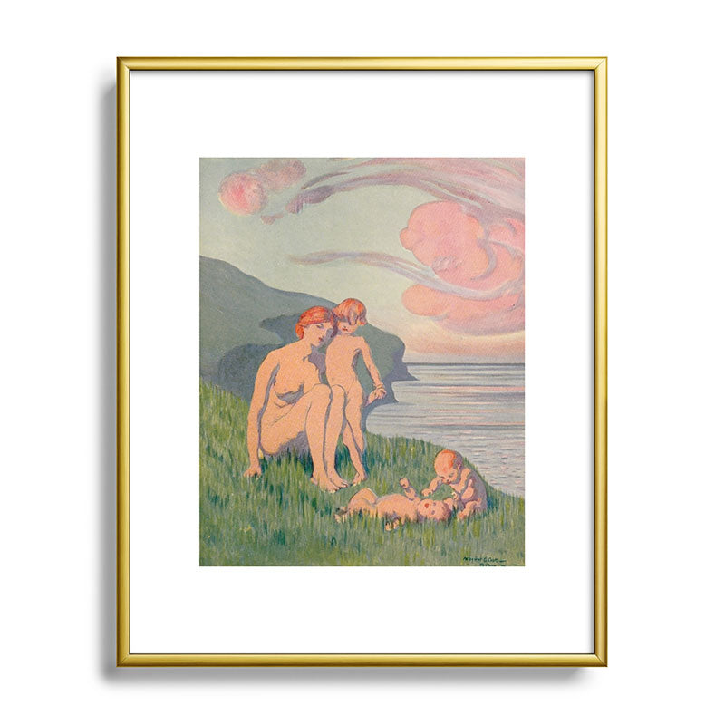 "The merriment of the two babes that crawl over the grass in the sun" Framed Art Print