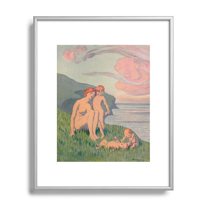 "The merriment of the two babes that crawl over the grass in the sun" Framed Art Print