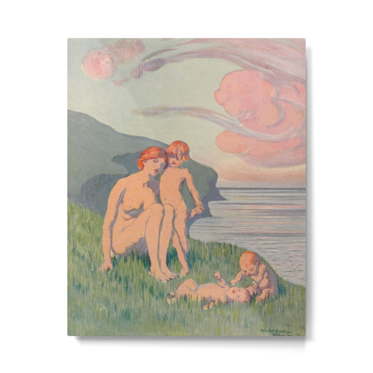 "The merriment of the two babes that crawl over the grass in the sun" Metal Print