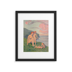 "The merriment of the two babes that crawl over the grass in the sun" Framed Art Print