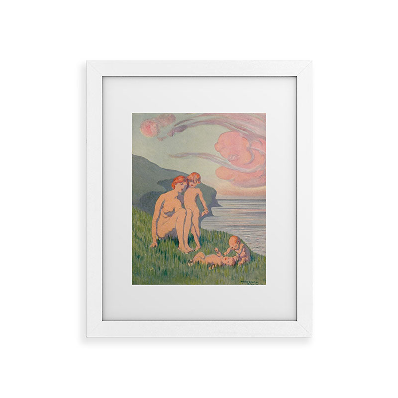 "The merriment of the two babes that crawl over the grass in the sun" Framed Art Print