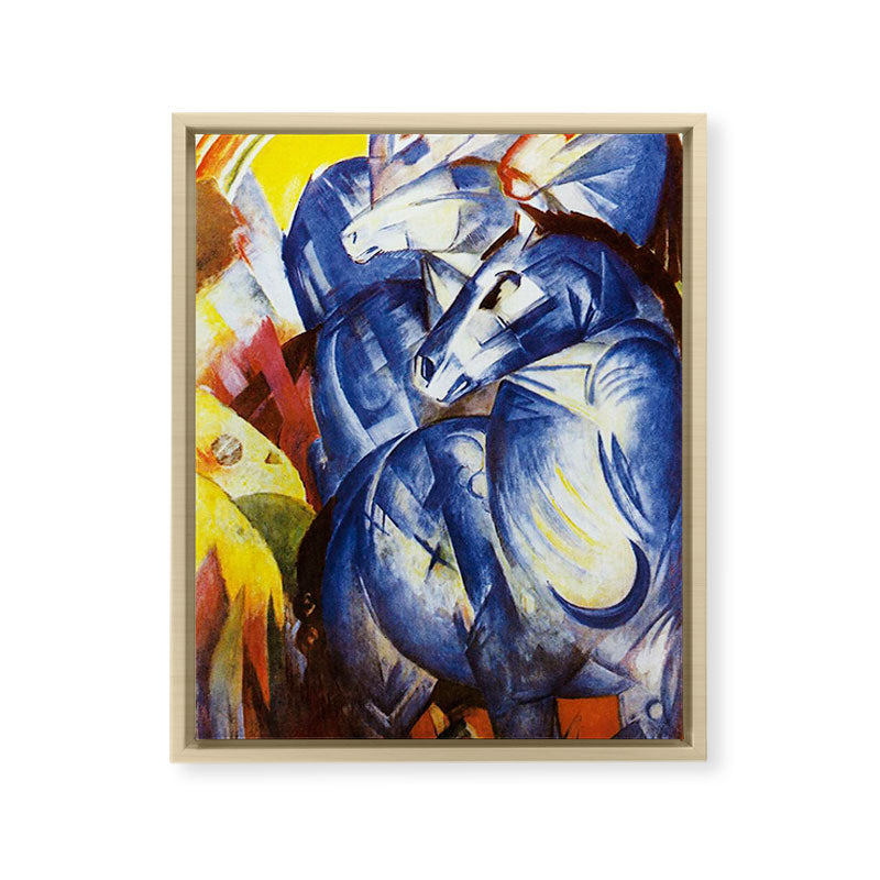 "The Tower of Blue Horses" by Franz Marc, 1913 Framed Canvas Print